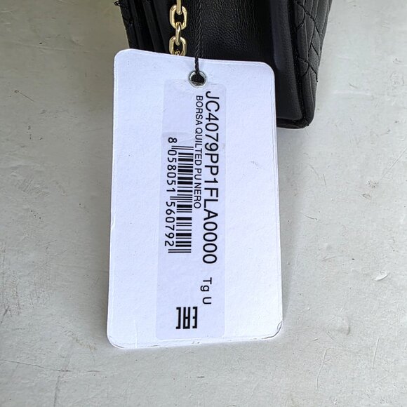 NWT Love Moschino Shiny Quilted chain strap black crossbody bag or clutch - Picture 4 of 12